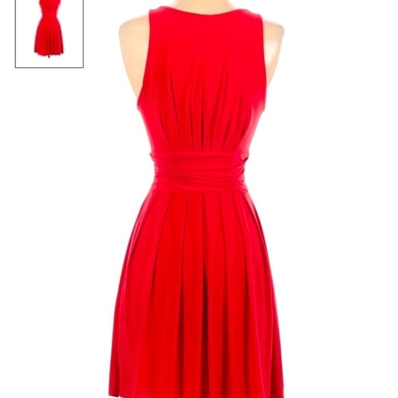 NWT Arden B Red V Neck A Line plunged sleeveless Pleated Cocktail Dress Party S - Picture 5 of 13